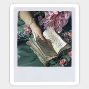 bookish ladies - paitings on polaroids Sticker